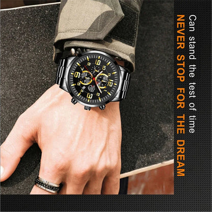 Reloj de Lujo para Hombre - Diseño Clásico en Acero Inoxidable con Calendario y Manecillas Luminosas