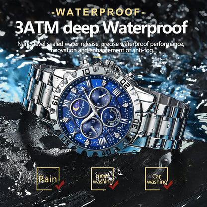 Reloj de Lujo para Hombre: Diseño Deportivo y Elegante con Cronógrafo, Resistencia al Agua y Acero Inoxidable