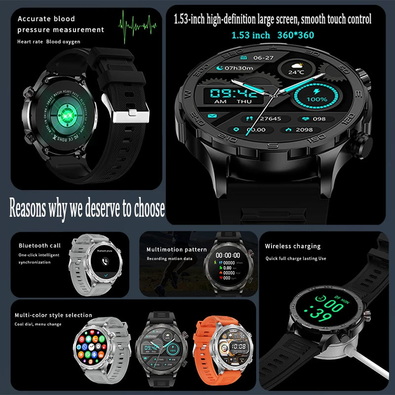 Smartwatch Deportivo con Llamadas Bluetooth, Pantalla AMOLED HD, GPS y Monitor de Salud IP68 - Compatible con Android e iOS