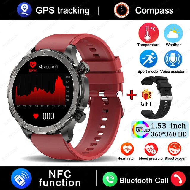 Smartwatch Deportivo con Llamadas Bluetooth, Pantalla AMOLED HD, GPS y Monitor de Salud IP68 - Compatible con Android e iOS