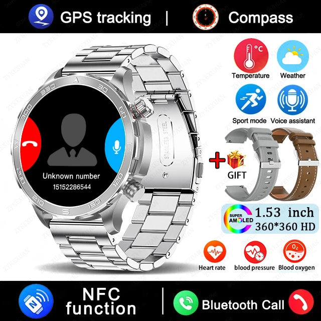 Smartwatch Deportivo con Llamadas Bluetooth, Pantalla AMOLED HD, GPS y Monitor de Salud IP68 - Compatible con Android e iOS