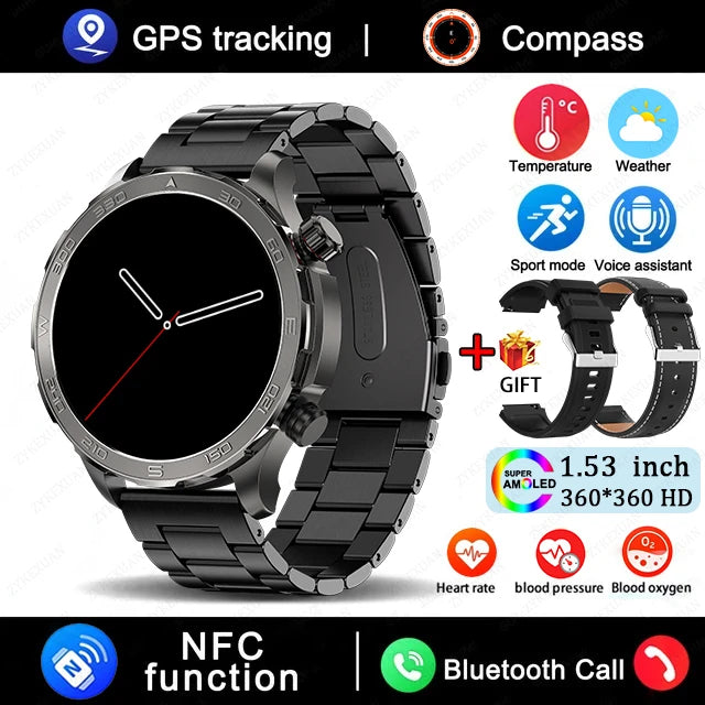 Smartwatch Deportivo con Llamadas Bluetooth, Pantalla AMOLED HD, GPS y Monitor de Salud IP68 - Compatible con Android e iOS