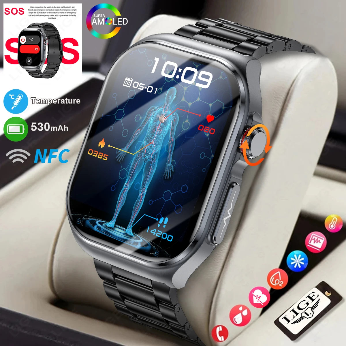 LIGE Smartwatch Premium - Monitoriza tu Salud con Precisión Médica