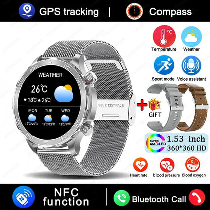 Smartwatch Deportivo con Llamadas Bluetooth, Pantalla AMOLED HD, GPS y Monitor de Salud IP68 - Compatible con Android e iOS