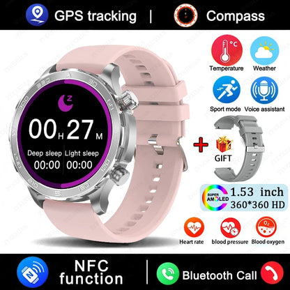 Smartwatch Deportivo con Llamadas Bluetooth, Pantalla AMOLED HD, GPS y Monitor de Salud IP68 - Compatible con Android e iOS