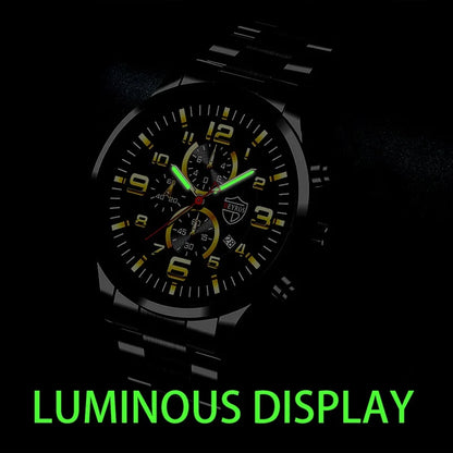 Reloj de Lujo para Hombre - Diseño Clásico en Acero Inoxidable con Calendario y Manecillas Luminosas