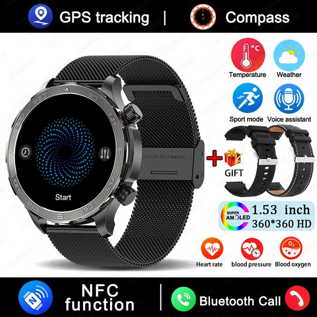 Smartwatch Deportivo con Llamadas Bluetooth, Pantalla AMOLED HD, GPS y Monitor de Salud IP68 - Compatible con Android e iOS